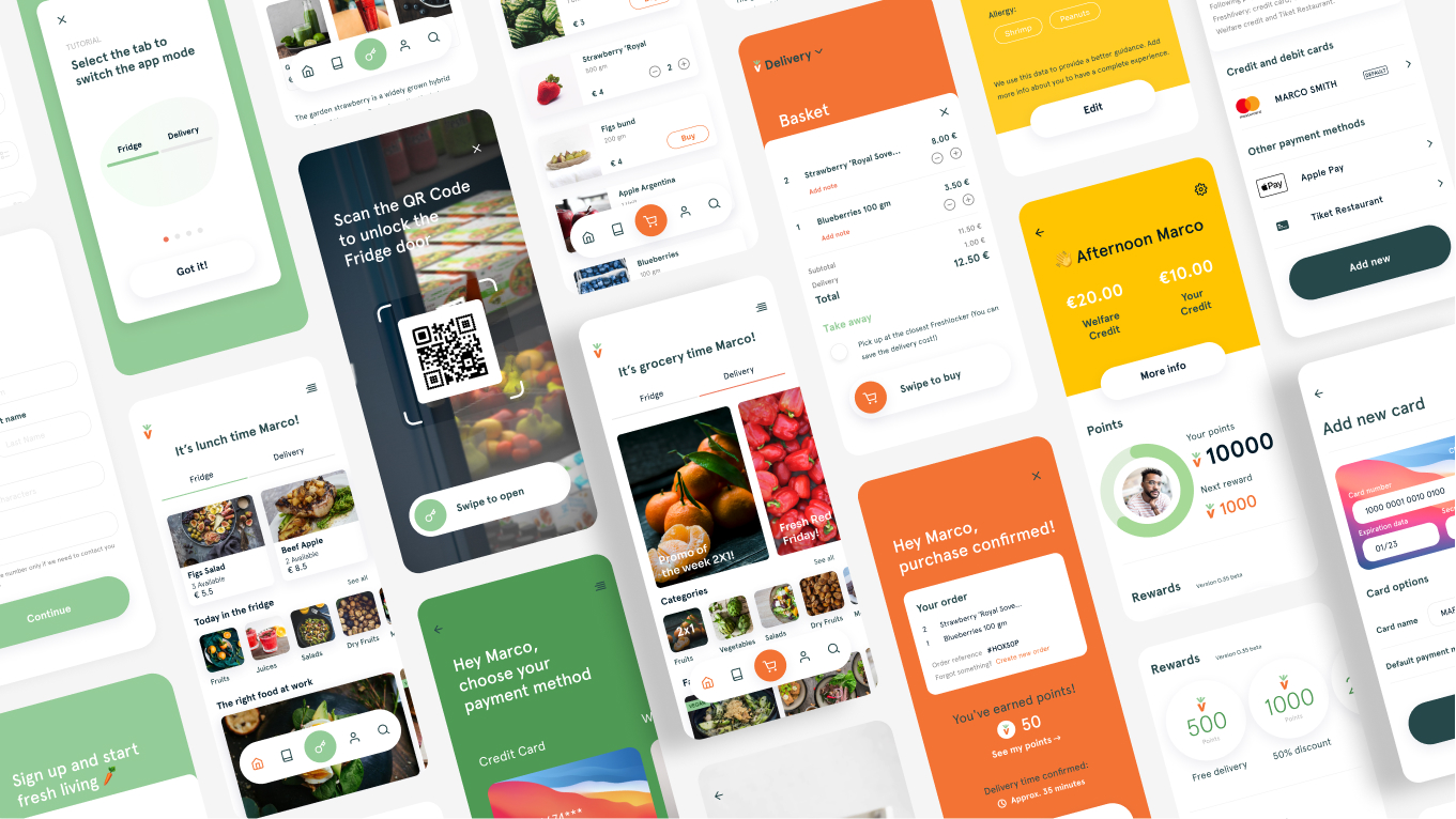 Fresh food app screens